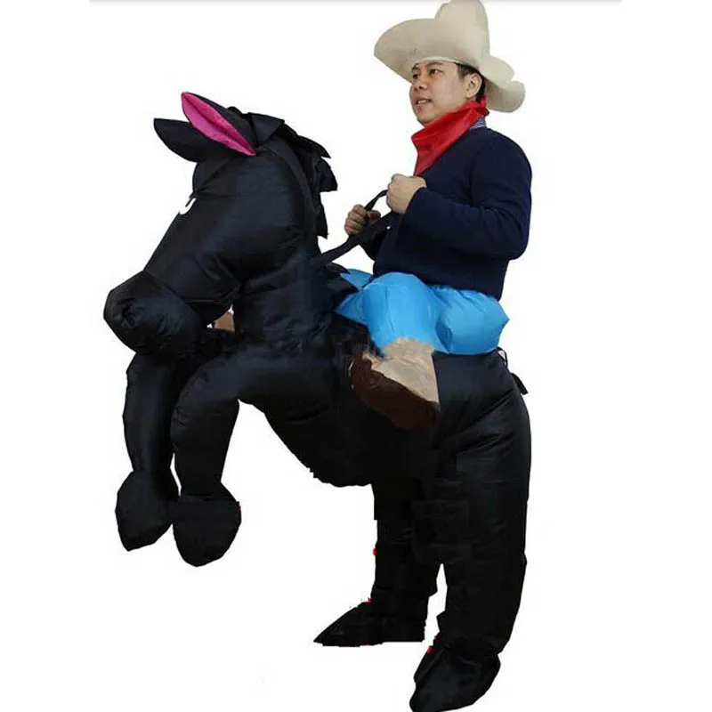 Black Horse Inflatable Costume Cowboy Christmas Costume Cosplay Costume For Carnival Rider Cowboy Halloween Costumes For