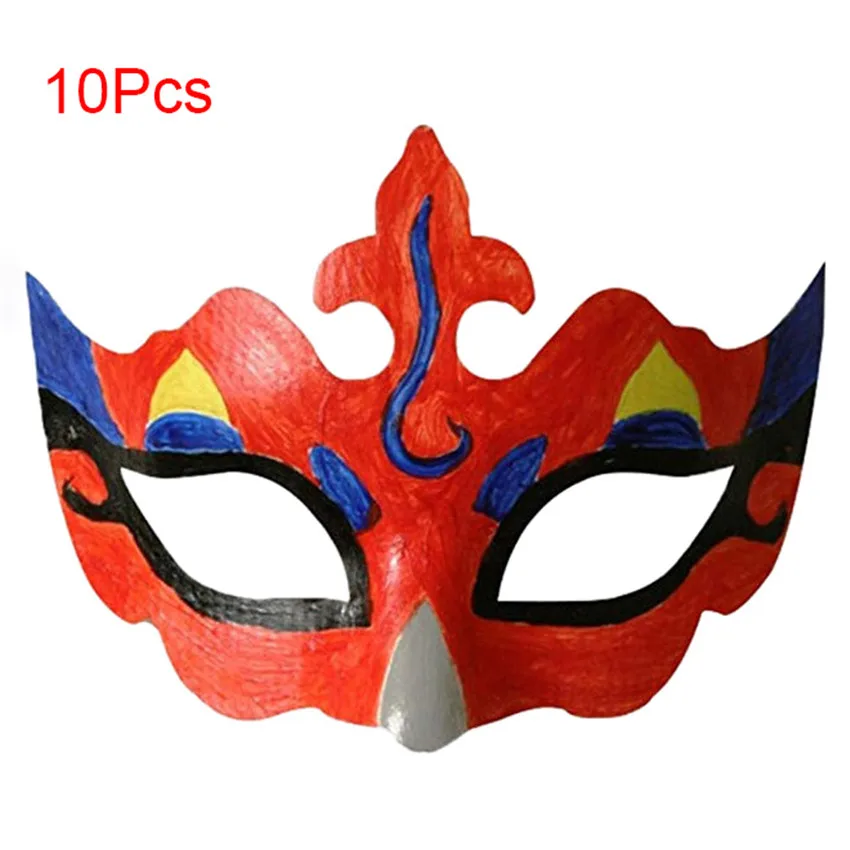 

VOGVIGO DIY 10PCS White Masks DIY Unpainted Masquerade Masks Plain Half Face Masks Party Masks