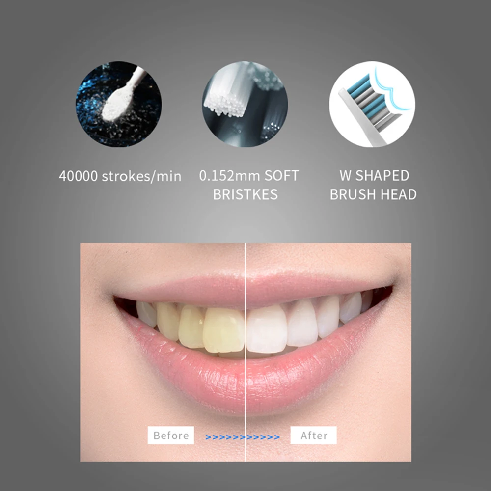 Seago Sonic электрическая зубная щетка перезаряжаемая USB зарядное устройство таймер зубная щетка с 3 сменными зубными головками