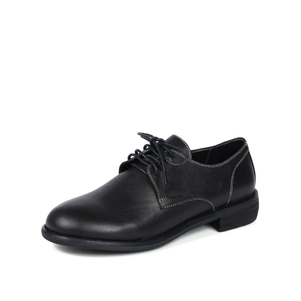 Jusqu'à Noir Automne Pour Véritable forme Aiweiyi Appartements Dentelle Rouge Cuir En Oxford Femme La Black Casual Chaussures Plate red Femmes Printemps W0vZvqO