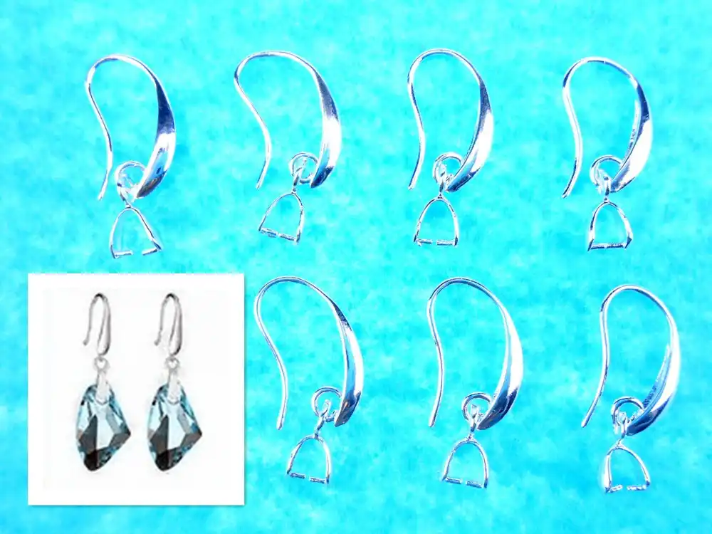 Lot Bulk 925 Silver Findings Earrings Hook Clasp Pinch Bail Ear Wire DIY Jewelry