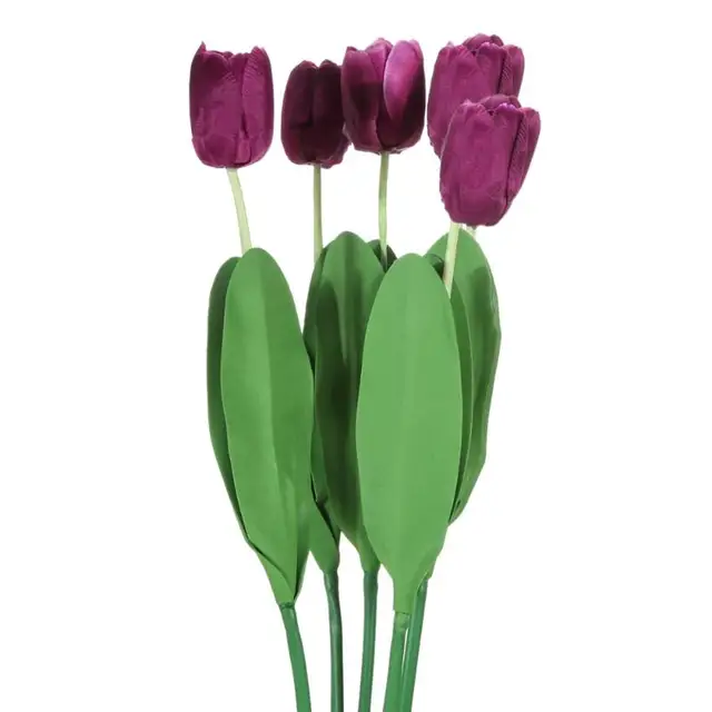 5pcs Artificial Tulip Flowers Long Stem Bouquet Beautiful Simulation
