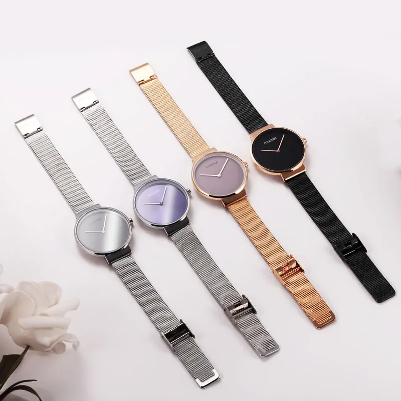 Ananke Fashion Simple Watch Women Stainless Steel Strap Quartz Waterproof Clock Top Brand Luxury Lovers Watch Female Version