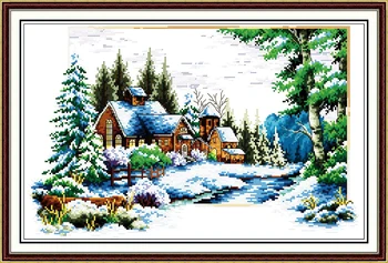 

Delight in winter Cross Stitch Kits 11CT Printed 14CT Cross Stitch Set DIY Chinese Cross-stitch Counted Embroidery Needlework