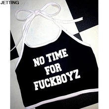 Женские Летние Стильные топы с надписями, сексуальные короткие топы без рукавов с бретельками на шее, Короткие топы, 2 цвета