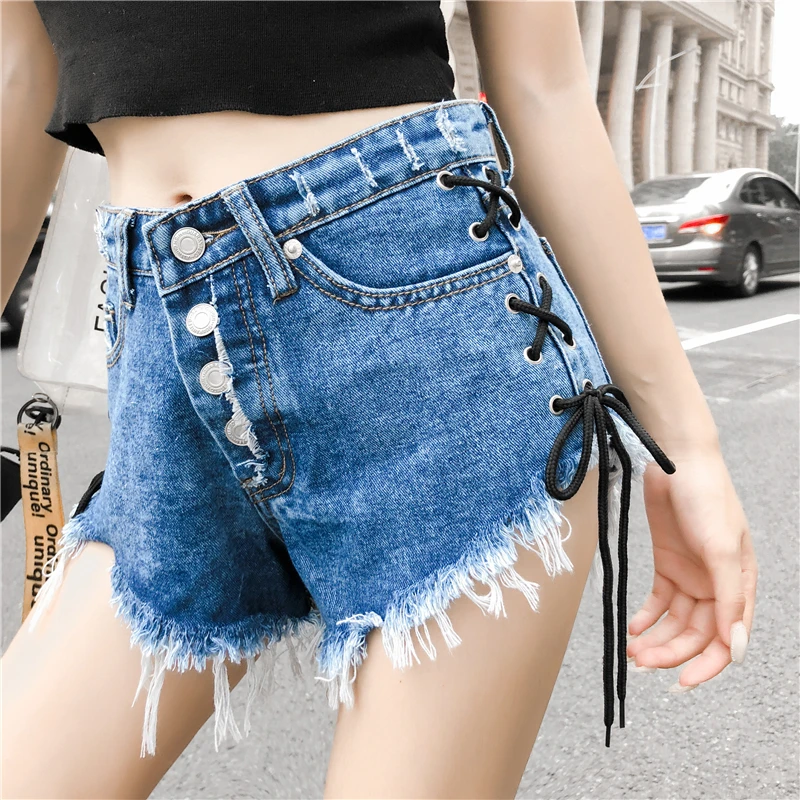 Мини Короткие пикантные шорты с высокой талией для женщин Мода 2019 г. джинсовые шорты уличные джинсы Лето ночной клуб бикини короткие Feminino