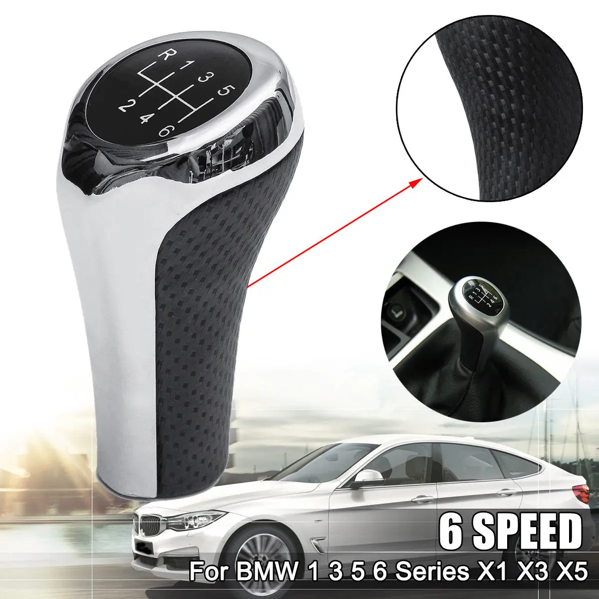 Ручка переключения передач для BMW E90 E91 E60 X1 X3 6 скоростей хром из искусственной