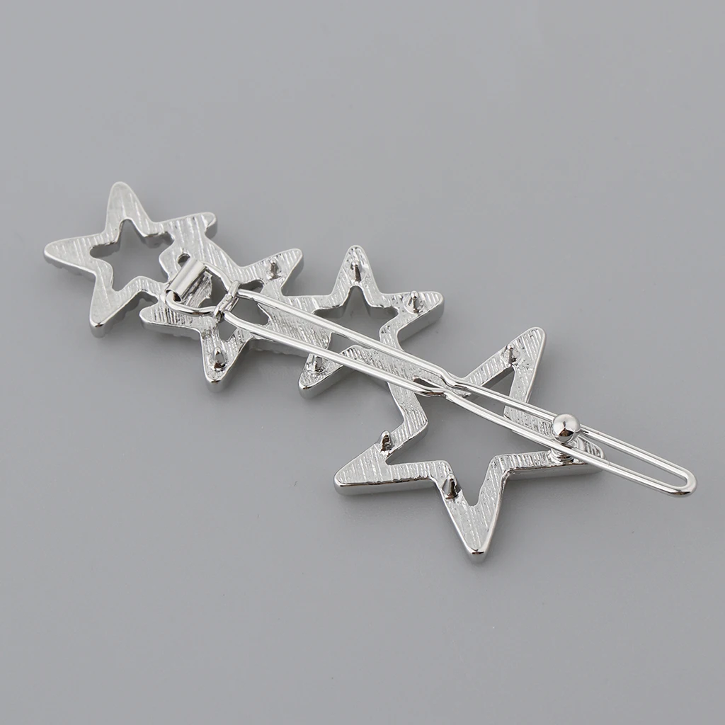 Women Girls Retro Alloy Hair Clip Star Shape Pearls Slide Hairclip Hair Pin Party