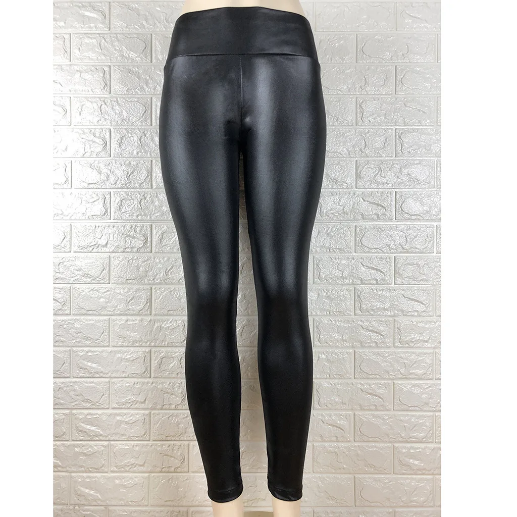 Pants Leggings Fitness Women's Solid Workout Leggings Fitness Sports Leather Pants Athletic Pants W313