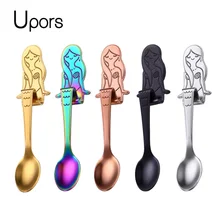 UPORS 1 шт., ложки для кофе в виде русалки, Совок из нержавеющей стали 304, подвесная кофейная ложка, чайная ложка, сахар, мокко, мороженое, чайная ложка, инструменты UPORS 1 шт., ложки для кофе в виде русалки, Совок из нержавеющей стали 304, подвесная кофейная ложка, чайная ложка, сахар, мокко, мороженое, чайная ложка, инструменты