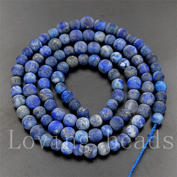 

5Strands/Lot Natural Lapis Lazuli Matte Frosted Gems Stones Round Spacer Beads 15.5" Diy 4mm 6mm 8mm 10mm 12mm