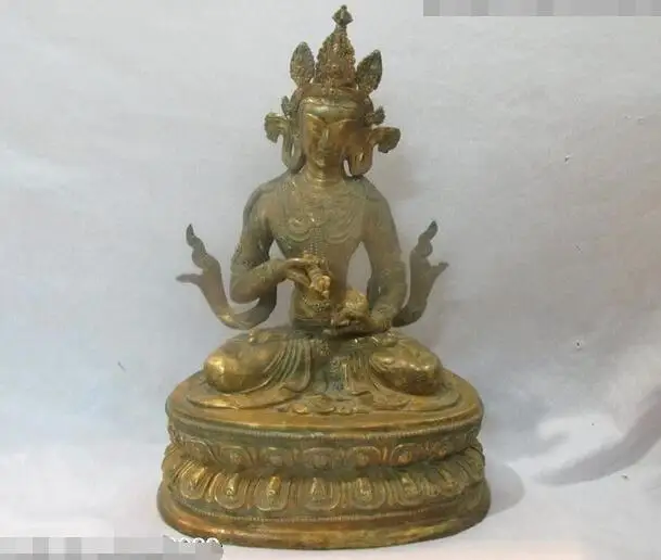 

Tibet Buddhist Wonderful Pure Bronze 24k Gild Vajradhara Kwan-Yin Buddha Statue