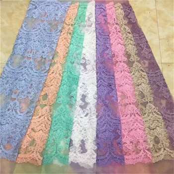 

African Sequins Lace Fabric 2019 beads white Embroidered Nigerian Laces Fabrics High Quality French Tulle Lace Fabric For Women