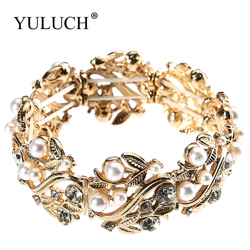 YULUCH Fashion Adjustable Size Women Metal Rhinestone Pearls Bracelet Alloy Comfortable Jewelry Insect 60mm For Lady/girl Gift | Украшения