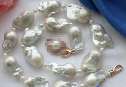 

Free shipping >>@ Rare HUGE 23" white baroque keshi reborn PEARL NECKLACE