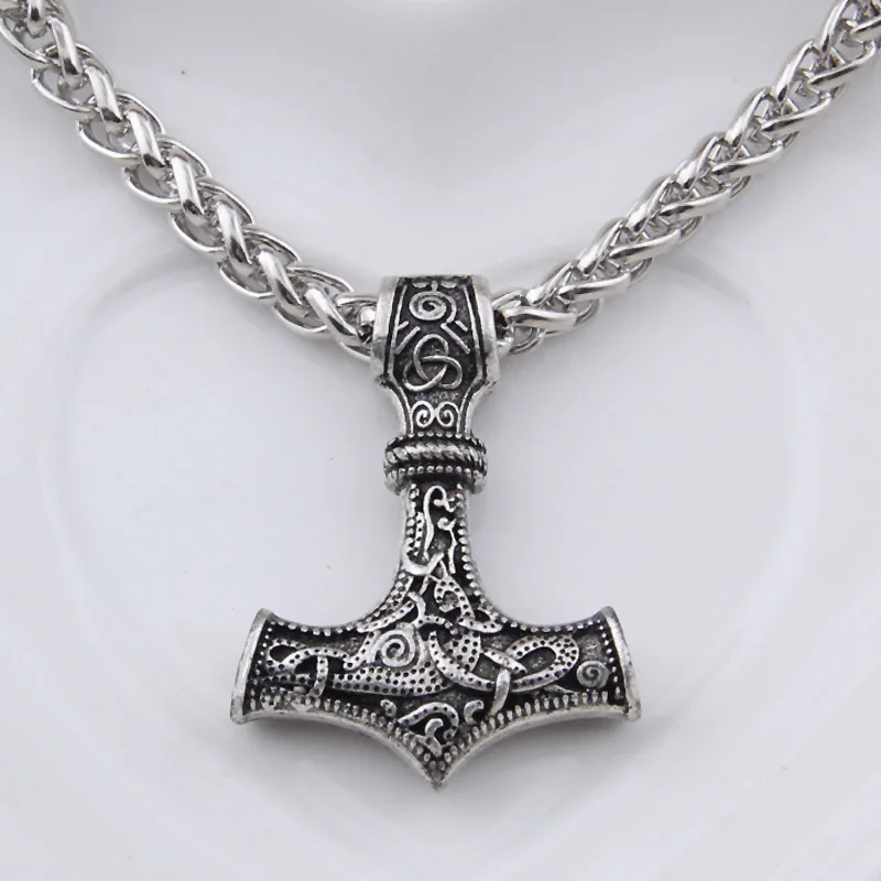 Дымчато серый 10 шт thor's hammer mjolnir кулон ожерелье viking скандинавский Норс с цепочкой