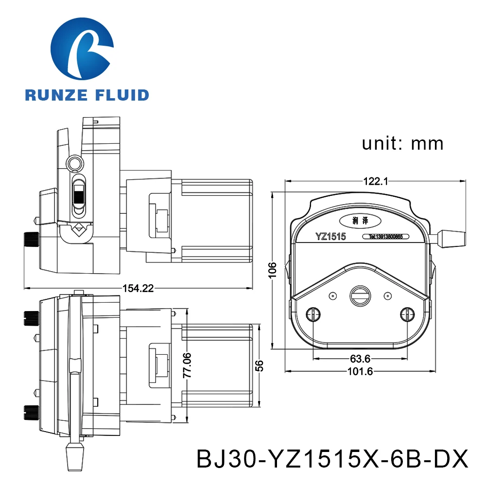 Runze YZ1515 перистальтический насос 24v с шаговый двигатель NEMA 23 система дозирования постоянный поток
