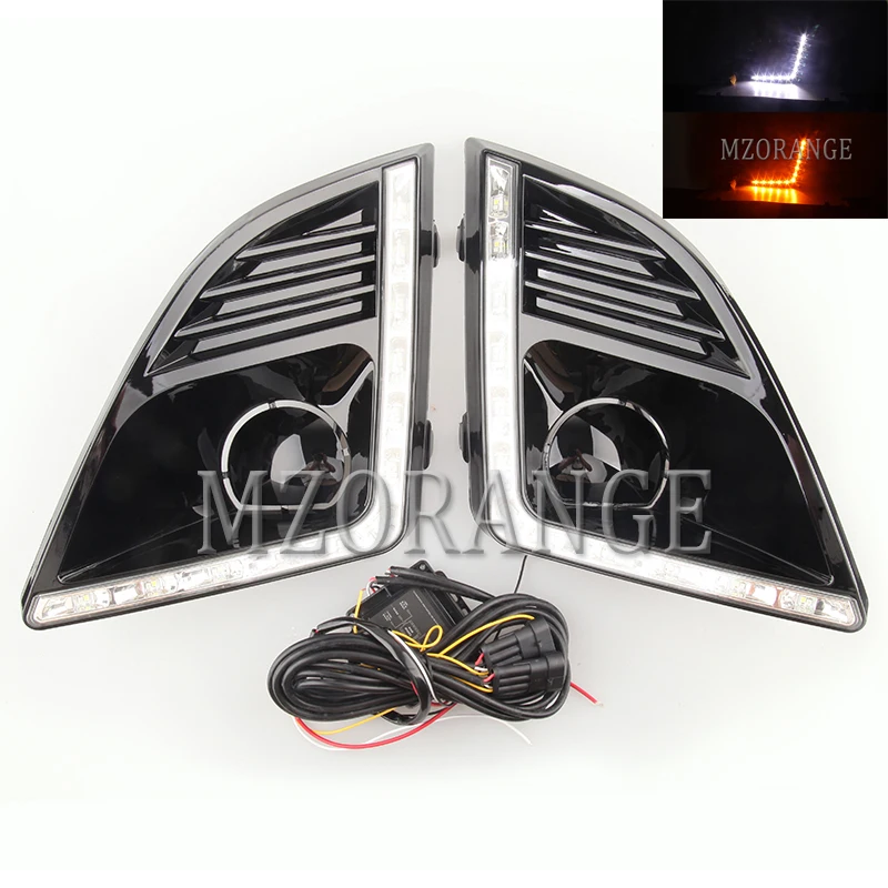  2Pcs Car Accessories Daytime Running Light Turn Signal 2-Color DRL LED Fog Lamp for Chevrolet Cruze - 33040985588