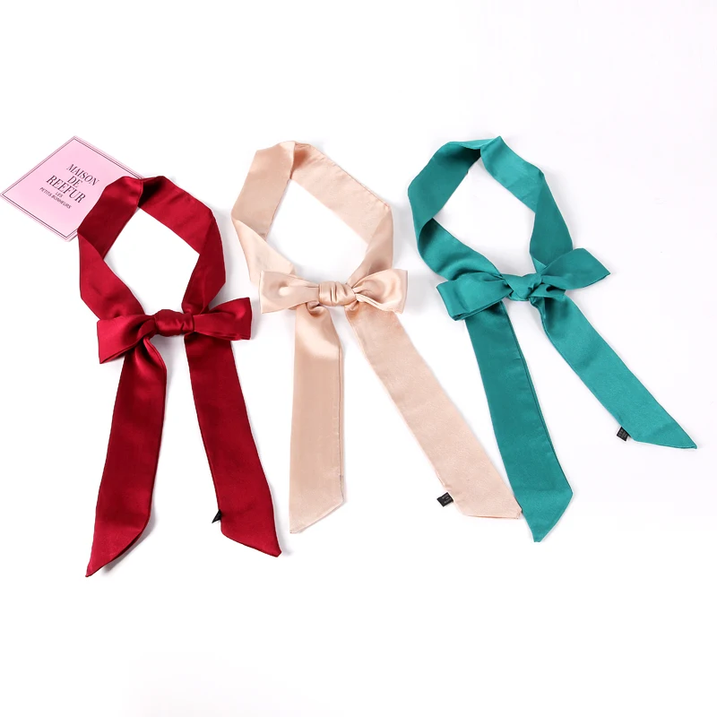 

Women's small collar scarf 2meters long pure color multi-use women neck scarves neckerchief scarfs hairband wristband