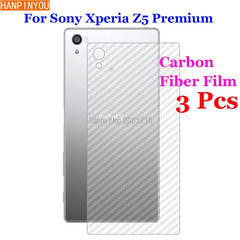

3 Pcs/Lot For Sony Xperia Z5 Premium / Dual 5.5" 3D Non-slip Clear Carbon Fiber Back Film Screen Protector Protective Sticker