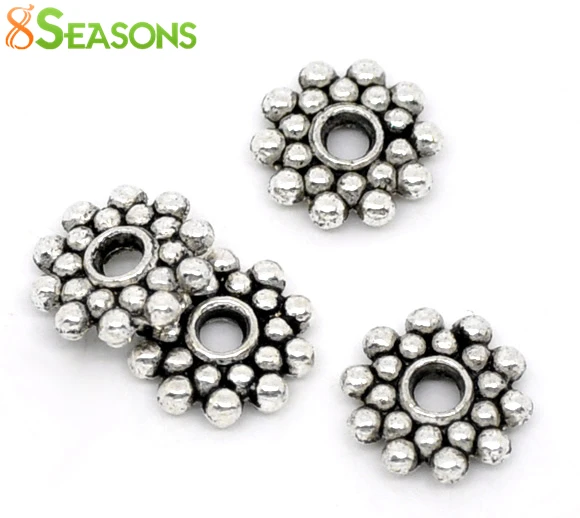 

8SEASONS 100PCs Snowflake Spacers Beads Findings 8mm Dia. (B00817)