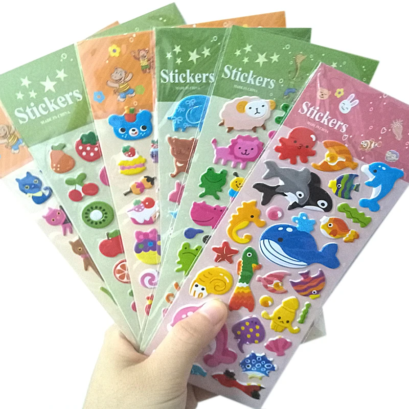

1pcs/ lot Puffy Bubble New Fruits Animals series PVC sticker/3D scrapbooking sticker deco packing stickers Whales Cat ZOO Labels