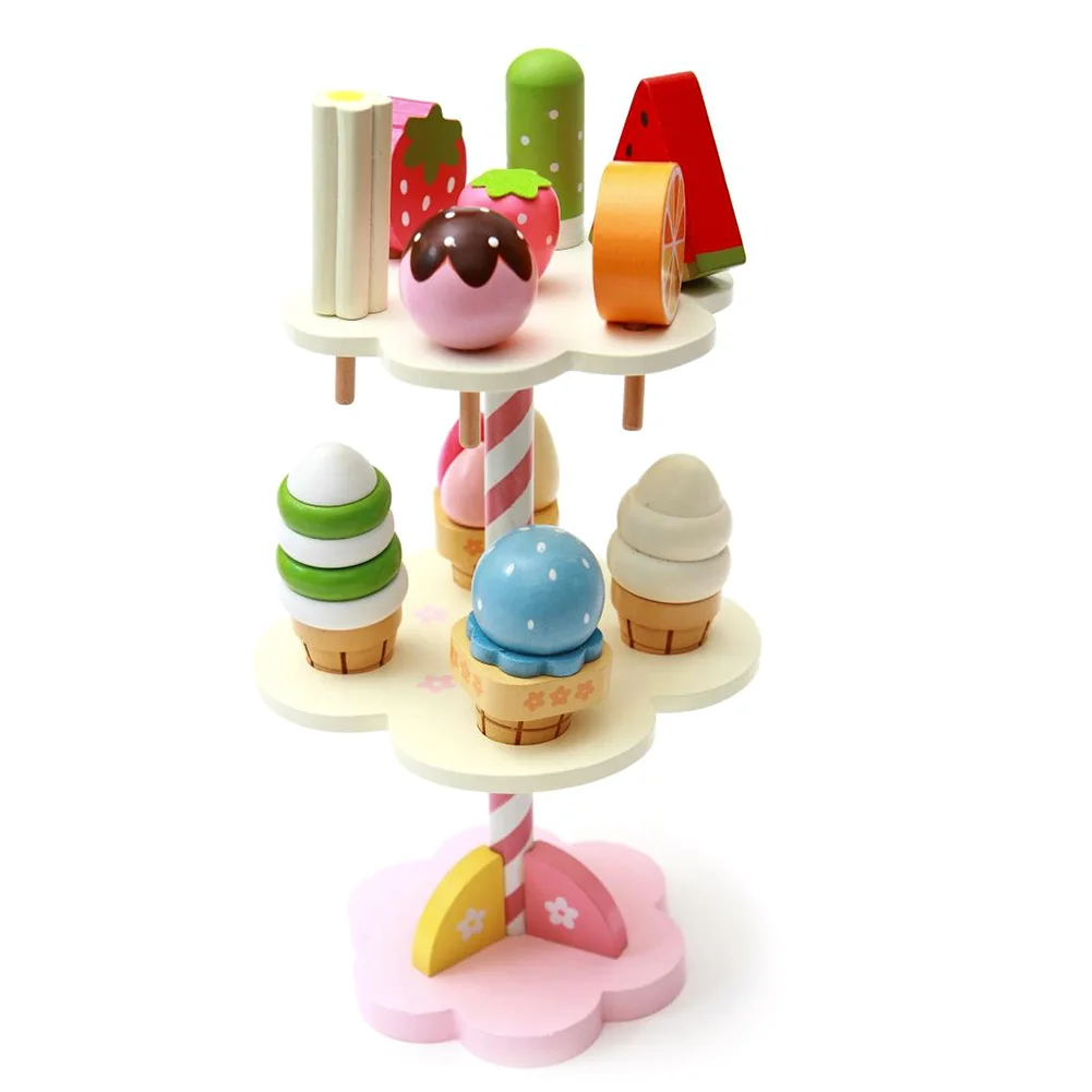 

Baby Three-layer Ice Cream Tree Simulation Play House Kitchen Wooden Food Toys Christmas Gift