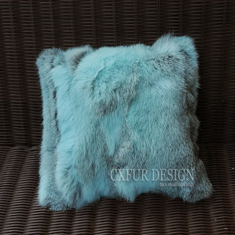 

Free Shipping CX-D-17 Home Decorative Cushion Patchwork Real Rabbit Fur Pillow Case