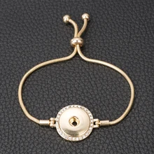 Регулируемый золотой браслет с защелкой& браслеты новейшие клёпки со стразами цинковый сплав очаровательный браслет 18 мм украшение с защелкой