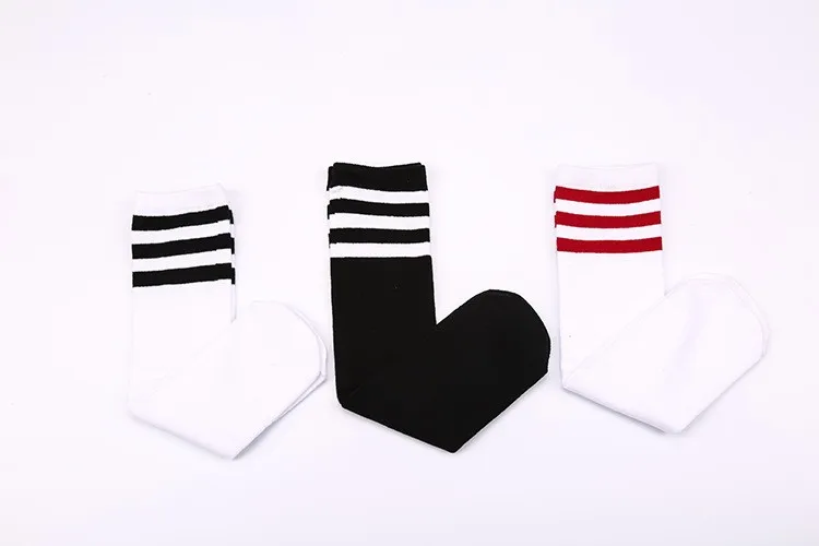W089 Бесплатная доставка, носки-трубы для студентов 1-8 лет Детские хлопковые носки в полоску с тремя полосками носки принцессы