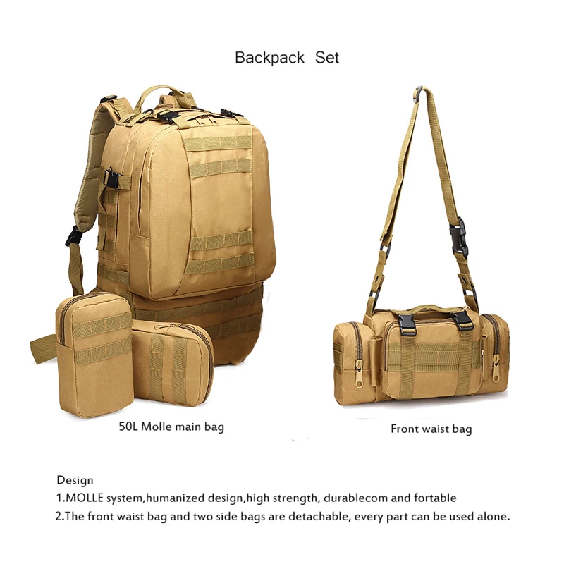 50L Molle экономка тактика рюкзак hik водонепроницаемый 600D высокой емкости штурмовой путешествия военные Рюкзаки рюкзаки армейская сумка