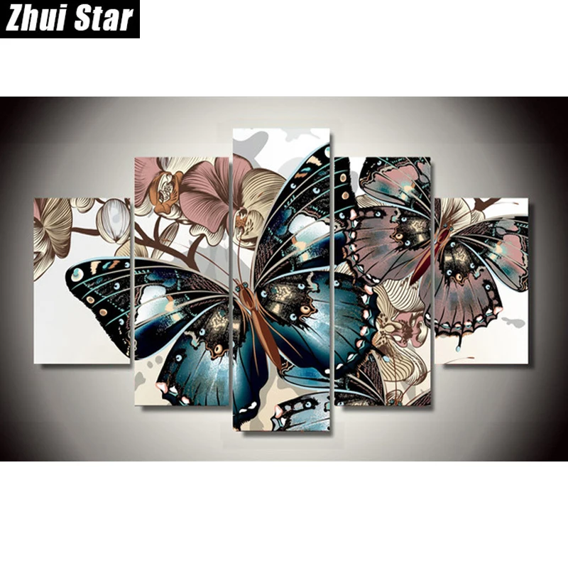 

Zhui Star 5D DIY Full Square Diamond Painting "butterfly" Multi-picture Combination 3D Embroidery Cross Stitch Mosaic Decor