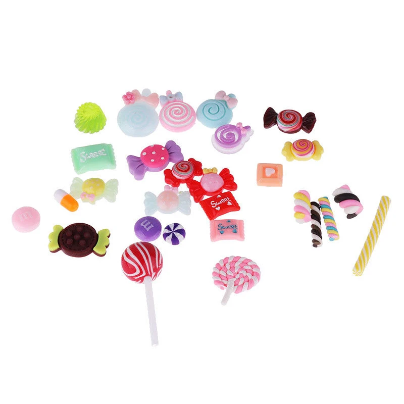 30Pcs/Set Slime Beads Candy Flatbacks Resin Flat Back Scrapbooking Charms DIY Accessories 2019ing