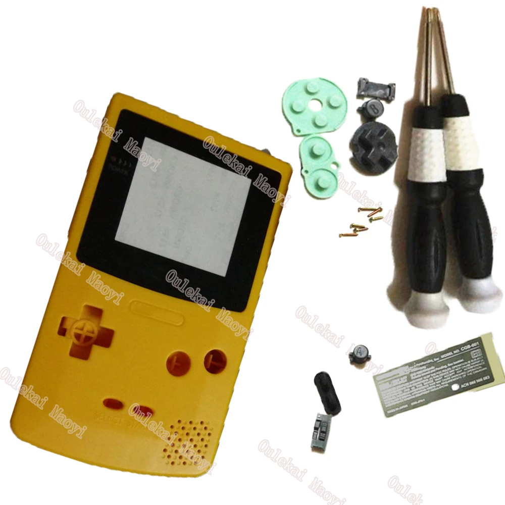 Бренд желтый цвет полный корпус Оболочка Чехол для Gameboy цвет для игры цвет консоли чехол с Токопроводящая Резина стикер кнопки