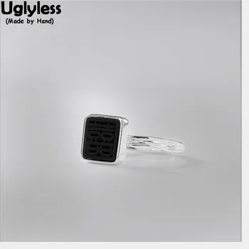 

Uglyless Real 925 Silver Square Wood Jewelry Sets for Women Buddhist Zen XI Happy Silver Rings Studs Earrings Pendant Sandalwood