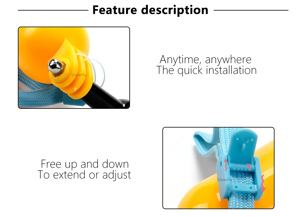 Аксессуары snowhu для Gopro B модель прочная плавающая ручка поплавок палка с ремешком Винт для Gopro Hero 8 7 6 5 для xiao Yi GP82