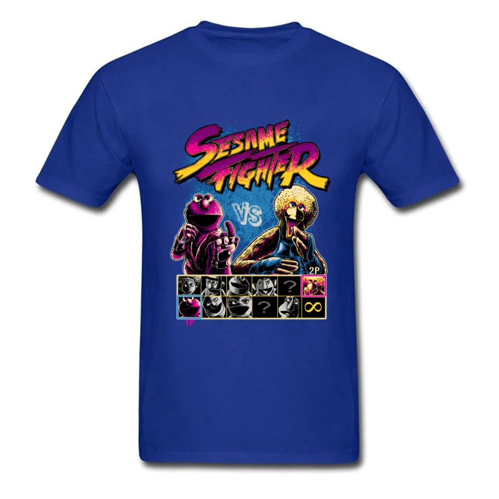 Sesame Fighter O Neck T-shirts Summer Tops Shirts Short Sleeve Retro Cotton Fabric Casual Tee-Shirts Design Boy Sesame Fighter blue