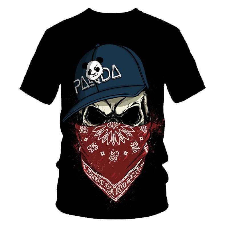 New hot men's summer skull poker print men's short-sleeved T-shirt 3D T-shirt casual breathable season hip-hop brand T-shirt 6XL