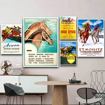

Horse Race Competition Epsom Spring Meeting Sport Canvas Paintings Vintage Wall Kraft Poster Coated Wall Sticker Home Decor Gift
