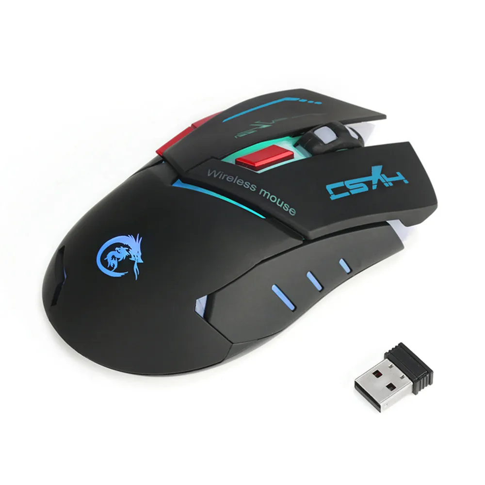 Беспроводной игровой Мышь Mute зарядка через usb Красочный Световой 2400 точек/дюйм геймер портативных ПК компьютерных мышей ZP30