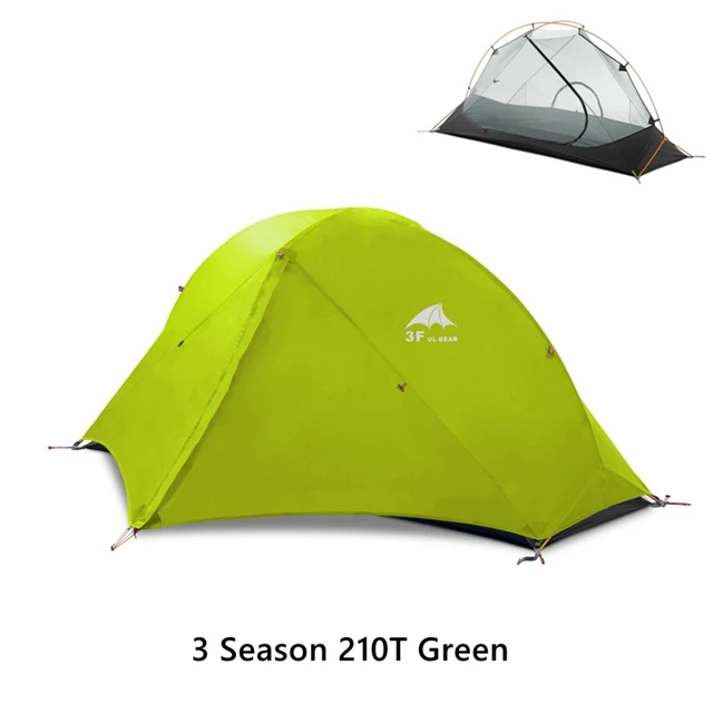 3F UL gear палатка одноместная двухслойная 15D/210T походная палатка водонепроницаемая 3 сезона 4 сезона с ковриком - Цвет: 210T 3 Season Green