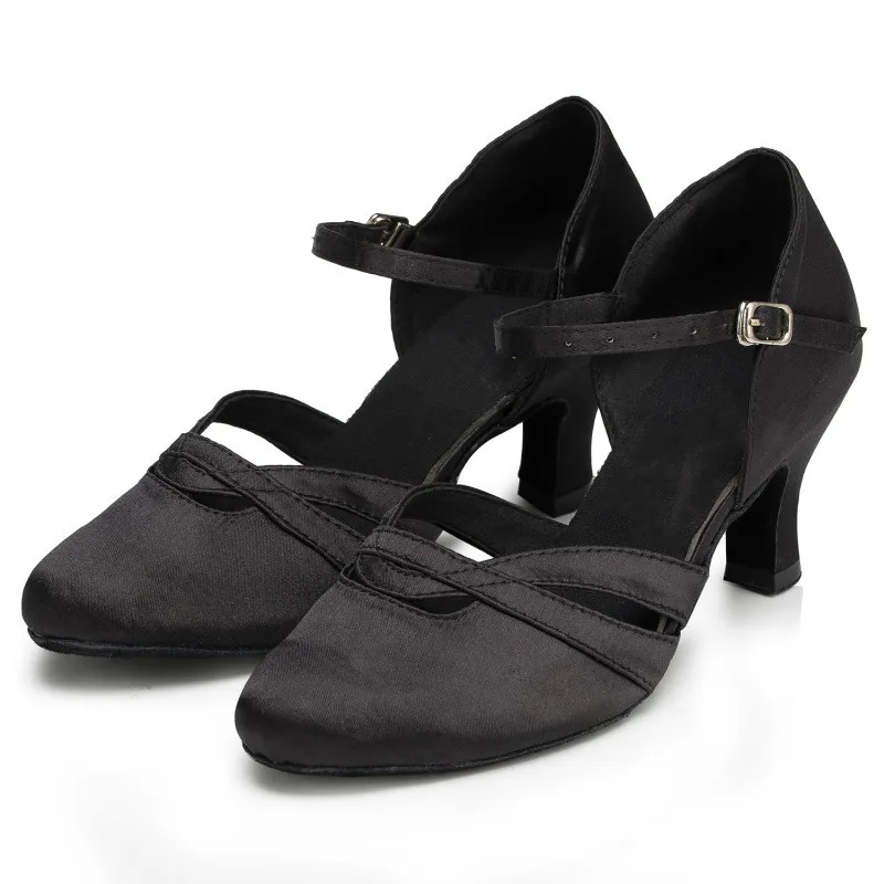 Популярные женские туфли для латинских танцев; Цвет черный, фиолетовый; женские туфли для сальсы с закрытым носком; вечерние туфли для бальных танцев; туфли для латиноамериканских танцев