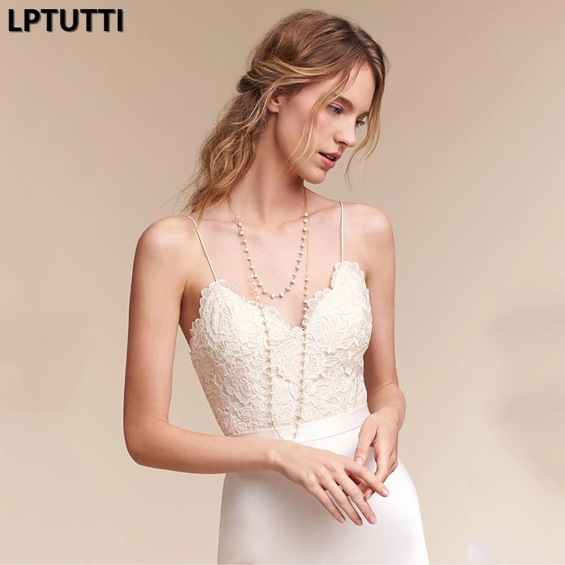 LPTUTTI кружево новый сексуальный Винтаж принцесса свадебное платье Boho Невесты Простой вечерние длинные Роскошная свадебная одежда