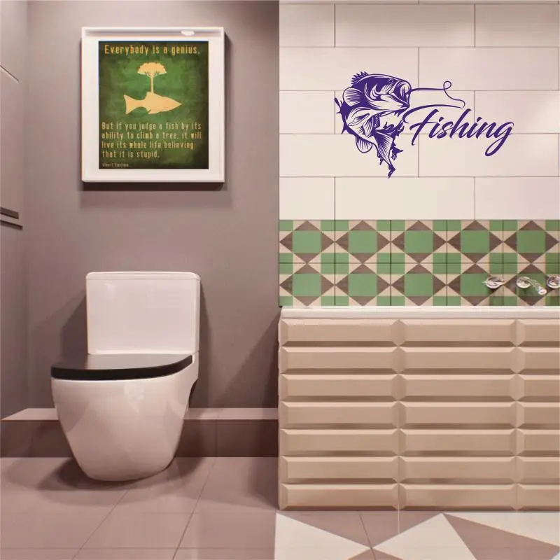 DCTAL Fishing Sticker Logo Name clever Fish Decal Angling Posters Vinyl Wall Decals Pegatina Quadro Parede Decor Mural DECALS