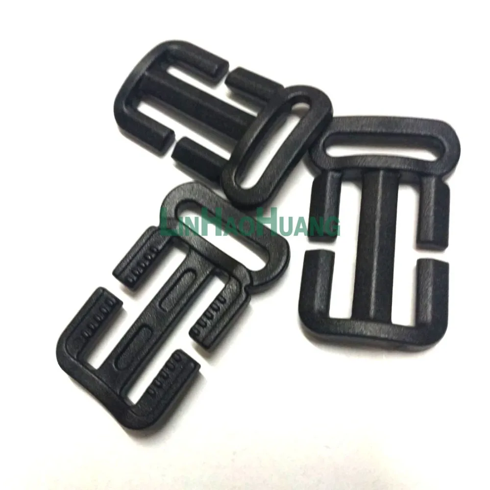 100pcs 25 / 20mm black plastic slider TriGlide buckle adjustable buckle