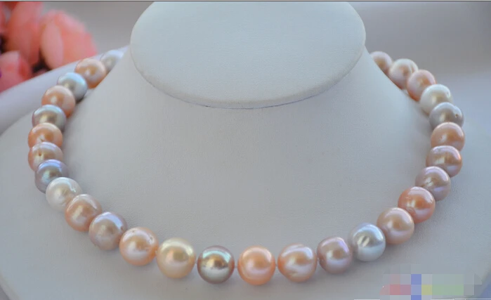 

P4605 AA++ 17" 14mm PINK LAVENDER ROUND FW PEARL NECKLACE NECKLACE ^^^@^Noble style Natural Fine jewe FREE SHIPPING