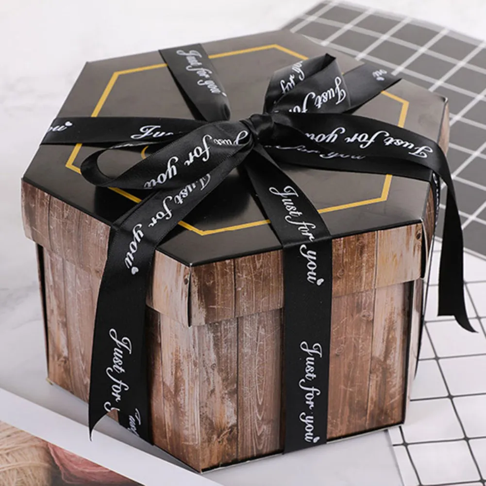 Творческий Suiprise взрыв Подарочная коробка альбом фото карты DIY Фотоальбом коробка для хранения День рождения Юбилей Валентина свадебные - Цвет: Wood grain