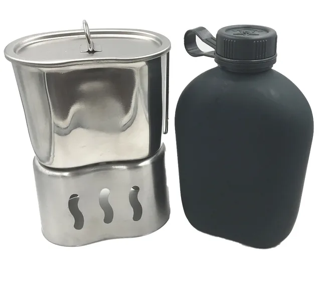 Jolmo Lander G.I. Style Canteen 1L&Stainless Steel Canteen Cup 0.7L