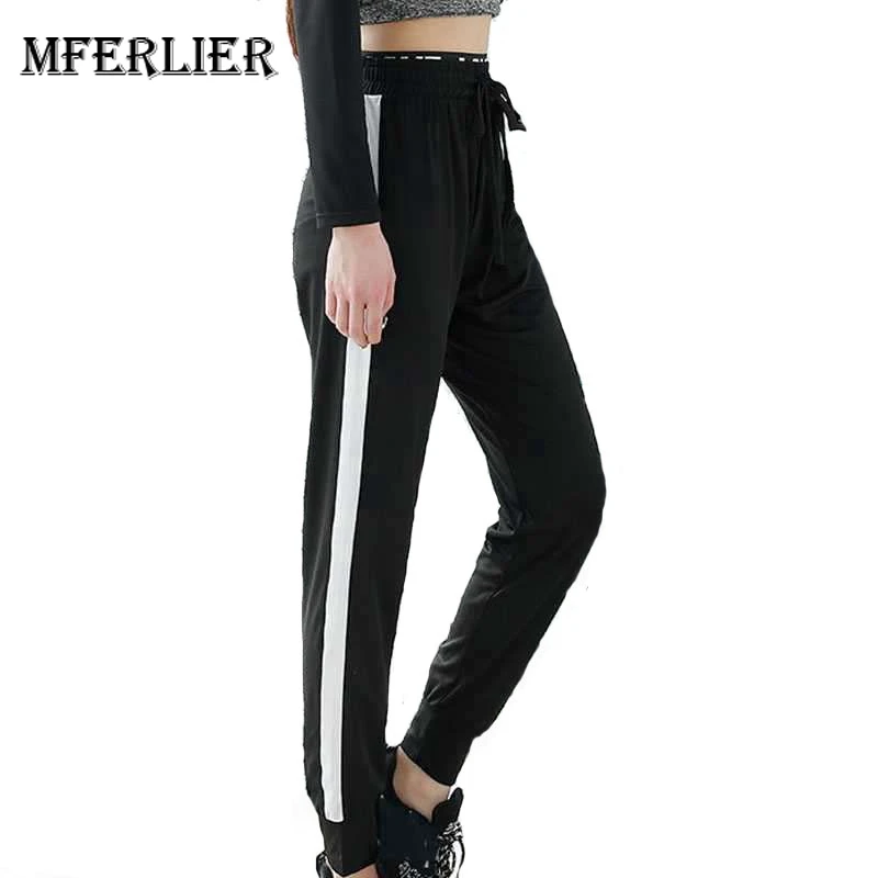 Mferlier Spring Autumn Women Breathable High Waist Jogging Pants Lace