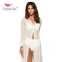 Летний стиль женский полый купальный костюм купальник с длинным рукавом Белый крючком бикини купальники пляжная одежда накидка